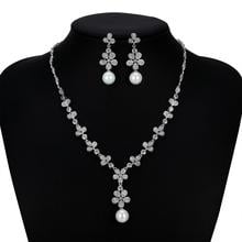 CZ Cubic Zirconia Pearls Bridal Wedding Necklace Earring Set Jewelry Sets for Women Prom Jewelry Accessories CN10267 2024 - buy cheap