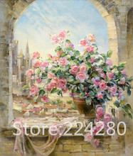 Rose Flower window Needlework,scenic embroidery,DIY 14CT Art Aida Cross stitch kits,Pattern counted Cross-Stitching home decor 2024 - buy cheap