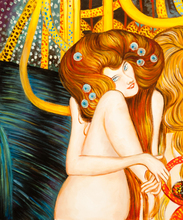 Famosa pintura al óleo desnuda para dormitorio-beetague Frieze de Gustav Klimt, pinturas artísticas de lienzo desnudo abstracto 2024 - compra barato