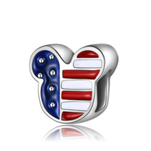 European Beads American Flag Mouse Charms Cute Beads Alloy Oil Plated Charms Fit Original Bracelets & Bangles Birthday Gift 2024 - buy cheap