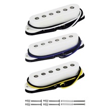 FLEOR 3 шт./компл. белый Alnico 5 одиночный катушек для гитары + Средний + мостовой пикап 50/50/52 мм плоский верх для гитары Strat 2024 - купить недорого