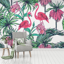 Wellyu flamingo folhas tropical floresta tropical personalizado grande mural papel de parede verde para quarto 2024 - compre barato