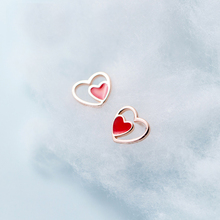 MloveAcc Romantic 925 Sterling Silver Exquisite Double Red Sweet Heart Stud Earrings for Women Fashion Earrings Jewelry Brincos 2024 - buy cheap