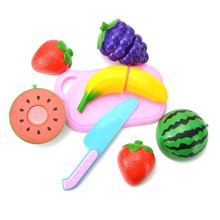 Детская кухонная игрушка, пластиковая резка овощей и фруктов, обучающая имитация еды, притворяться, игровой набор, кухня, интересные игрушки 2024 - купить недорого