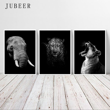 Impresiones de animales en blanco y negro, póster artístico de pared de elefante y Tigre, lienzo, Pintura Artística, imagen decorativa para decoración del hogar y sala de estar 2024 - compra barato