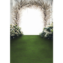 Ventana brillante, flores blancas, arco de puerta, telón de fondo de fotografía para boda, vinilo estampado de flores, fondos de estudio fotográfico, suelo verde 2024 - compra barato