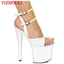 Sexy High Platform Lined Sandal 8 Inch Heel White bride wedding dress sexy ultra high thin heels 20cm sandals women's shoes 2024 - buy cheap