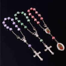 48 acrylic beaded rosary cross bracelets, Maria Center and Jesus cross pendant made for children baptism bracelet 2024 - buy cheap