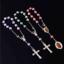 Pulseras de Cruz con cuentas acrílicas para niños, colgante de Cruz de centro de María y Jesús, pulsera de bautismo, 48 2024 - compra barato