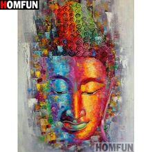 HOMFUN-pintura de diamante 5D DIY "Buda de colores", bordado de diamantes de imitación cuadrados o redondos, estilo punto de cruz 5D, decoración del hogar, A15378 2024 - compra barato