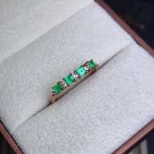 Натуральный Зеленый Изумрудный камень, кольцо в коробке из серебра с натуральным изумрудом, ювелирные украшения для женщин, настоящее кольцо с изумрудом 2024 - купить недорого