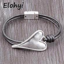 ELOHYI Women Herat Multilevel Leather Rope Bracelet&Bangles Magnet Buckle Bracelet For Women Elegant Design Jewelry Gifts 2024 - купить недорого