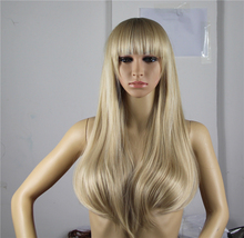 cheap cosplay wigs perruques women 70cm long straight wig with neat bangs peruca cosplay 2024 - buy cheap