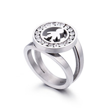 Anéis de aço inoxidável, joias da moda para homens e mulheres, com strass e cristal redondo 2024 - compre barato