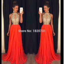 orange prom dresses a line halter top crystal beading dress for graduation vestidos de formatura longo 2020 abendkleider Back 2024 - buy cheap