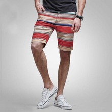 Mens Shorts Cotton Stripped Casual Beach Shorts Board Beachwear Big Size Straight Cargo Shorts 2024 - buy cheap