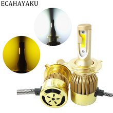 ECAHAYAKU-faro LED de doble Color para coche, luz LED de 72W, 12V, 24V, H7 H11 H1 H3 HB3/9005 HB4/9006 9012, 3000K 6000K, 2 uds. 2024 - compra barato
