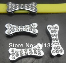 100pcs/lot 8mm rhinestone dog bone slide charm , diy pet dog cat tag 2024 - buy cheap