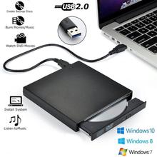 Dispositivo externo de gravação e gravação de dvd ótica, dispositivo externo de leitura e gravação de dvd e cd, usb 2.0, compatível com windows 7/8/10, mac os 8.6 e mais 2024 - compre barato