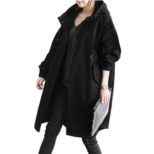 2021 Spring Autumn Trench Coat Women Hooded Tops Cotton Thin Coats Female Single-breasted Large size Windbreaker No Lining A2463 2024 - buy cheap