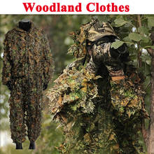 Outdoor 3D Woodland Sniper Suit Military Jungle Leaf Camouflage Hunting Airsoft Hidden Suits Shirt + Pants 2024 - buy cheap