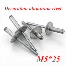 50pcs/lot M5*25 Aluminum Countersunk POP Head Rivet Core Pulling Decoration Rivets with Big Hat 2024 - buy cheap