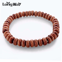 Longway pulseira granulada de pedra natural sbr150170, acessório masculino e feminino com contas azuis 2024 - compre barato