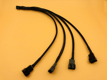 Новый черный плетеный кабельный сплиттер 30 см, Один 4-контактный гнездовой разъем, разделяемый на четыре 4-контактных штекерных разъема для компьютерного вентилятора PWM 3/4 Pin 2024 - купить недорого