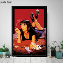 Pulp fiction poster clássico filme cartazes e impressões pintura da lona parede arte para sala de estar decoração casa 2024 - compre barato