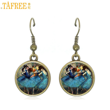 TAFREE vintage women charms dangle earrings jewlery retro Degas Dancers ballerina drop earrings ballet dance class gifts CT123 2024 - buy cheap