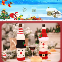 1 шт. Рождественская вязаная крышка для бутылки с красным вином Санта Клауса для бара Рождественский снеговик для бутылки сумка украшения для ужина декор стола для дома 2024 - купить недорого