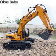 2020 Brand New Toys 15 Channel 2.4G 1/14 RC Excavator Charging RC Car With Battery RC Alloy Excavator RTR For kids 2024 - buy cheap