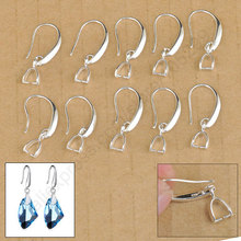 Stcok 20PCS Jewelry Findings Real Pure 925 Sterling Silver Jewelry Earring Bail Pinch Smooth Hook Ear Wires For Swa Crystal 2024 - buy cheap