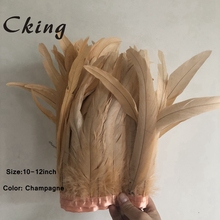 25-30cm Champagne Color Dyed Cock Feathers Trim Cloth Sideband Chicken Pheasant Feather Trims Clothing Wedding Feather Ribbon 2024 - buy cheap