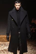 Мужская одежда на заказ, коммерческое шерстяное пальто, верхняя одежда, ультра длинный мужской черный кашемировый шерстяной Тренч 2024 - купить недорого