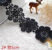2 Meters Water Soluble Floral 5CM Wide Sexy Black Lace Trim Handmade DIY Accessories 2024 - buy cheap