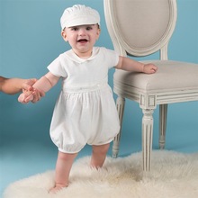 Party Wear Baby Boy Romper & Hat Baby Girl Clothing Set 2022 Summer Fashion Baby Boy Baptism Lace Christening Clothes RBF184011 2024 - buy cheap