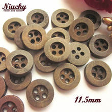 Niucky 11.5mm 7/16" 4 holes brown broad edge wood sewing buttons sewing supplies craft decorative accessories W0201-042 2024 - buy cheap