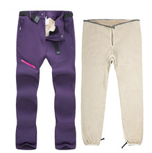 Pantalones gruesos de esquí para mujer, forro polar cálido a prueba de viento, Pantalón deportivo extraíble, pantalones de esquí y senderismo al aire libre de invierno, talla grande 4XL 2024 - compra barato