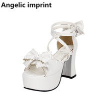 Angelic imprint woman mori girl lolita cosplay shoes lady super high heels pumps women princess summer dress sandals bow 33-47 2024 - buy cheap