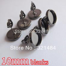 gunmetal black 200pcs earring cabochon cameo setting 10mm earring bezel blank post with butterfly backings studs diy findings 2024 - buy cheap