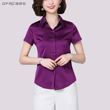 Solid Fashion Formal Office Blouse 2018 New Summer Short Sleeve Womens Tops Slim Thin Ladies Shirts Korean Style Blusas Feminina 2024 - buy cheap