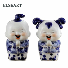 Jingdezhen china ornamento de cerâmica chinesa para menino e menina estátua pessoas porcelana para decoração de casa 2024 - compre barato