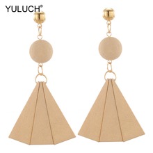 YULUCH 2019 Fashion Gold Long Wood Chip Pompom Pom Pom Stud Earrings Vintage Statement Earings For Women Lady Girls Party Gifts 2024 - buy cheap