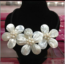 Elegant Pretty Big White Flowers 100% Real Pearl Necklace Woman Jewelry 2024 - buy cheap