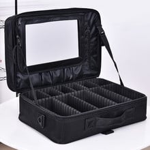 Professional makeup shoulder bag cosmetic big toolbox storage handbag with mirror travel beauty nail box messenger bags suitcase 2024 - buy cheap