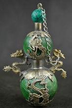 Exquisite Chinese Handwork Old Green Jade Armoured Dragon Phoenix Snuff Bottle 2024 - buy cheap
