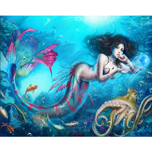 Home Decor DIY Cartoon Mermaid Diamond Embroidery Painting 5D Diamond Mosaic Diamond Painting Cross Stitch wall sticker 2024 - buy cheap