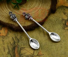 50pc/lot DIY jewelry accessories,59 x11mm ancient  silver  crown spoons pendant   free shipping 2024 - buy cheap