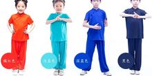 Summer kids boys/girls Kung fu martial arts uniforms tai chi clothing children wushu suits blue/black/orange with elestic 2024 - buy cheap